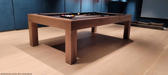 modern pool table, custom pool tables, contemporary tool tables, modern walnut pool table