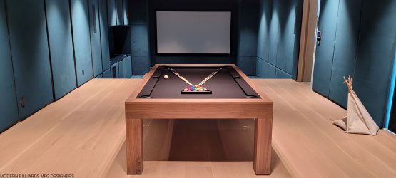 modern pool table, custom pool tables, contemporary tool tables, modern walnut pool table