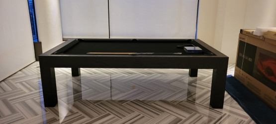 MODERN - MODEL MODERN BLACK MATTE POOL TABLE, modern pool tables, custom pool tables, modern billiards mfg
